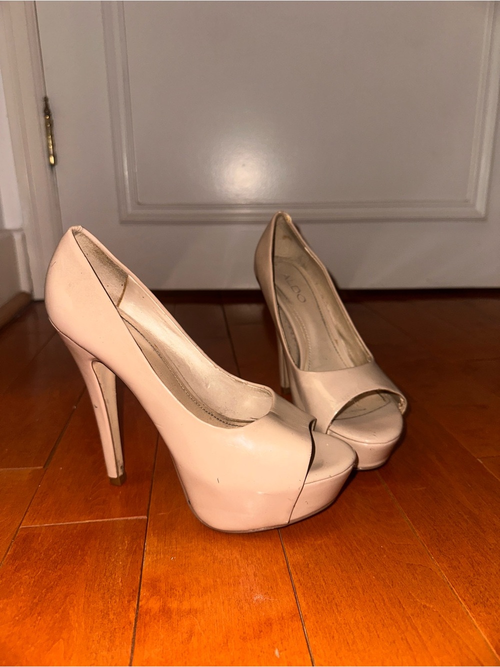 Aldo Blush Nude Peep-Toe Platform Stiletto Pumps